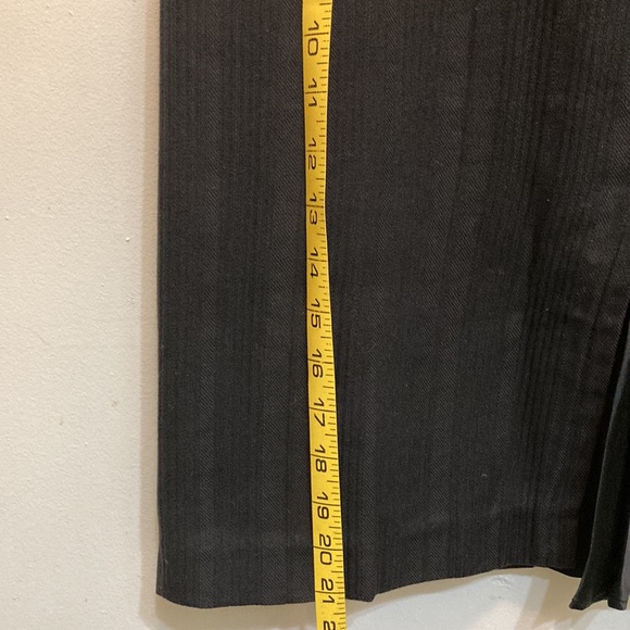 Mayle Black Tonal Striped At-the-Knee Skirt with Silk Insert Kick Pleat - Picture 9 of 9